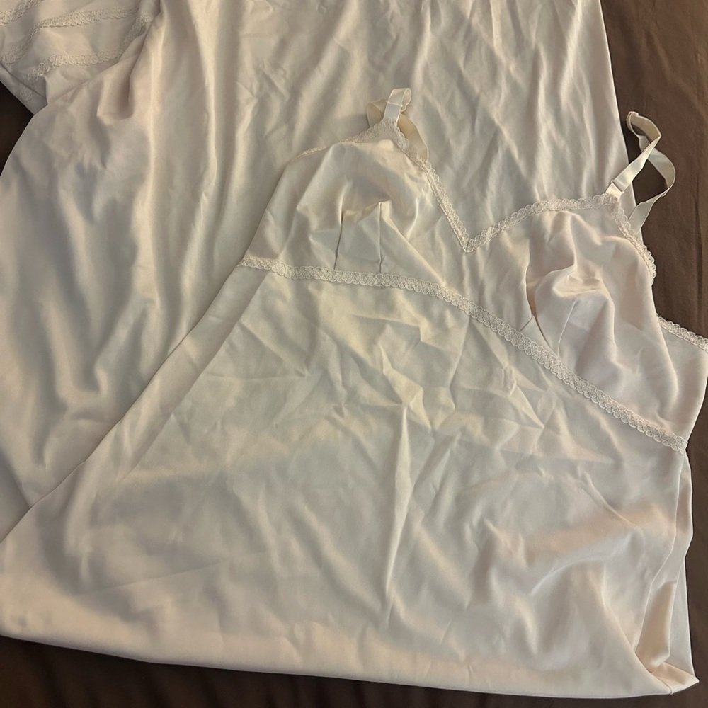 Vintage Lorraine Full Slip Silky Soft Nylon Trim Nightgown Maxi Camisole